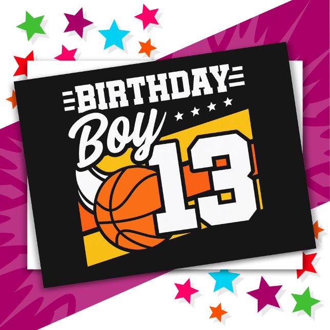 Carte Postale Fête de basketball pour enfant de 13 ans 13e anniv (Créateur téléchargé)