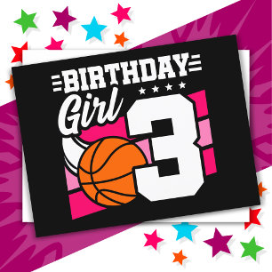 Carte Postale Fête de basketball pour enfant de 3 ans 3ème anniv