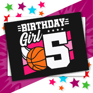 Carte Postale Fête de basketball pour enfant de 5 ans 5e anniver