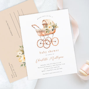 Carte Postale Fête de bébé berceau vintage pour bébé de sexe ind