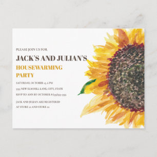 Carte Postale Fête de Chauffe Maison Tournesol Jaune Marron Blan