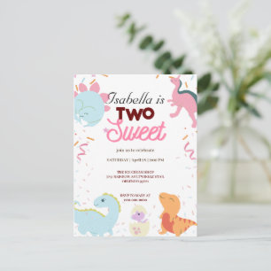 Carte Postale Fête de Dino Dinosaures Mignons Deux Douce Anniver