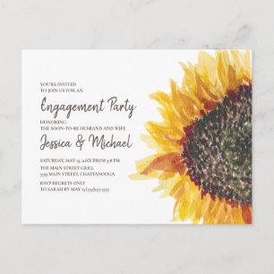 Carte Postale Fête de fiançailles Bohème Tournesol Brun Jaune Bl