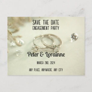 Carte Postale Fête de fiançailles - gardez la date. Modifiable