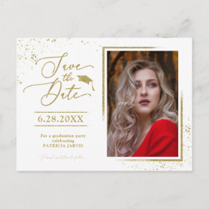 Carte Postale Fête de fin d'études chic Enregistrez la date fest