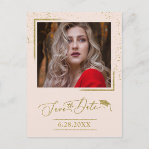 Carte Postale Fête de fin d'études Chic Script Save The Date Pai