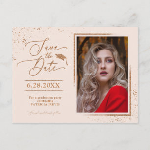 Carte Postale Fête de fin d'études Enregistrez la date Fête Rose