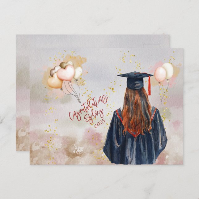 Carte Postale Fête de fin d'études Félicitations à ma fille (Devant / Derrière)