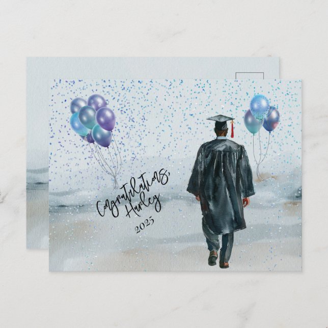 Carte Postale Fête de fin d'études Félicitations au fils (Devant / Derrière)