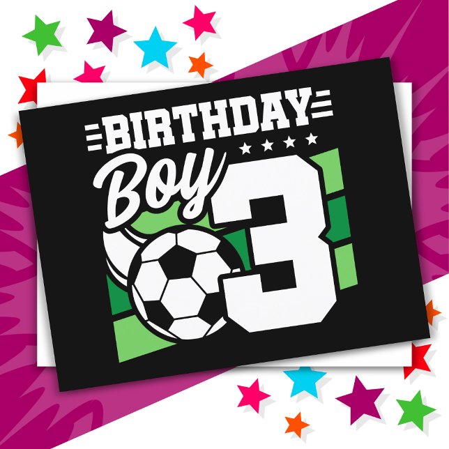 Carte Postale Fête de football de 3 ans garçon 3ème anniversaire (Créateur téléchargé)