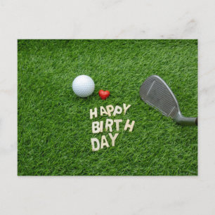 Carte Postale Fête de golf avec amour et balle de golf & Sand we