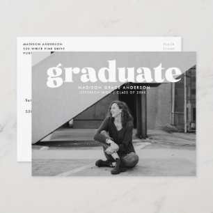 Carte Postale Fête de graduation de photo moderne Gras blanc sup