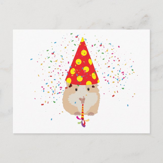 Carte Postale Fête de hamster - Animaux faisant la fête (Devant)