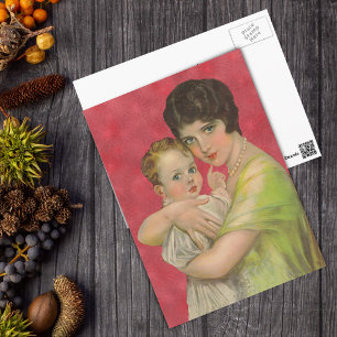 Carte Postale Fête de la mère vintage des années 1930 qui tient 