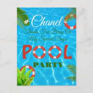 Carte Postale Fête de la piscine tropicale   Anniversaire d'été