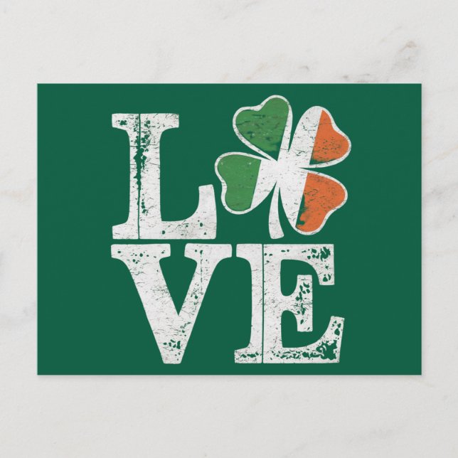 Carte Postale Fête de la Saint-Patrick Amour Chanceux Trèfle Irl (Devant)