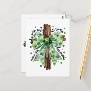 Carte Postale Fête de la Saint-Patrick Croix Shamrock de la Foi