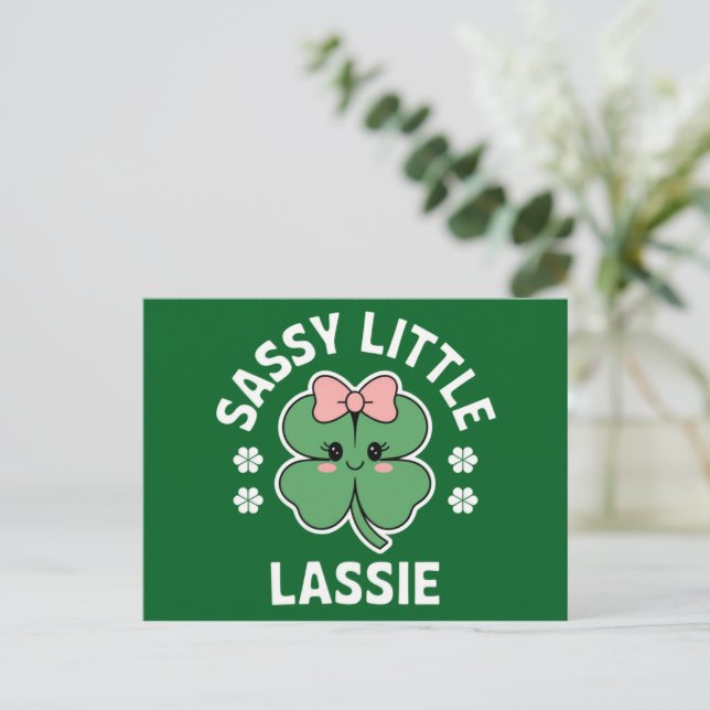 Carte Postale Fête de la Saint-Patrick Petite Fille Sassy Enfant (Debout devant)