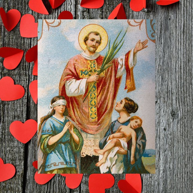 Carte Postale Fête de la Saint-Valentin (Vintage Religious Christian Catholic Saint Valentine Valentine's Day Postcard)