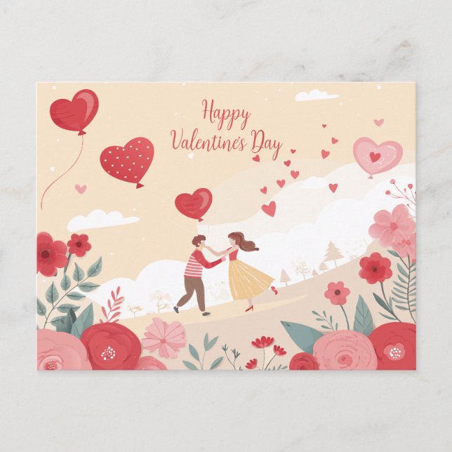 Carte Postale Fête de la Saint-Valentin romantique (Devant)