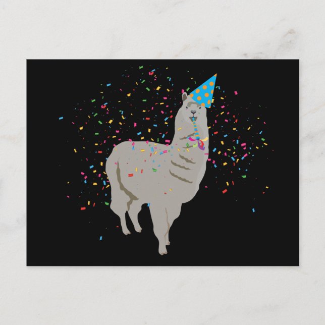Carte Postale Fête de lama - Animaux faisant la fête (Devant)