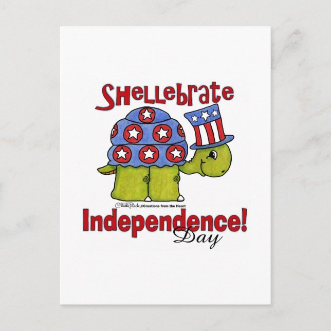 Carte Postale Fête de l'Indépendance des tortues Shellebrate ! (Devant)