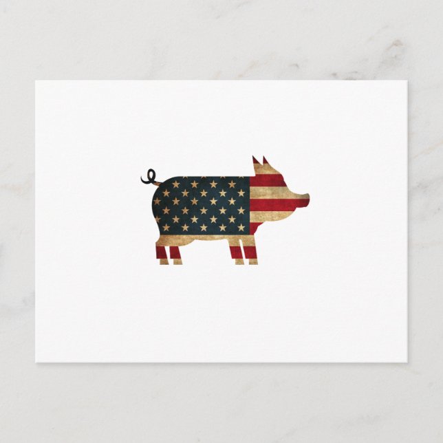 Carte Postale Fête de l'Indépendance des USA - Cochon 4 juillet  (Devant)