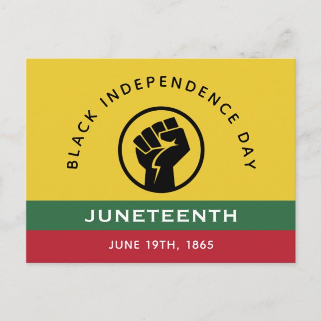 Carte Postale Fête de l'indépendance noire Juneteenth 1865 Texte (Devant)