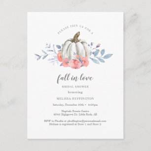 Carte Postale Fête de mariage automnale : Citrouille blanche et