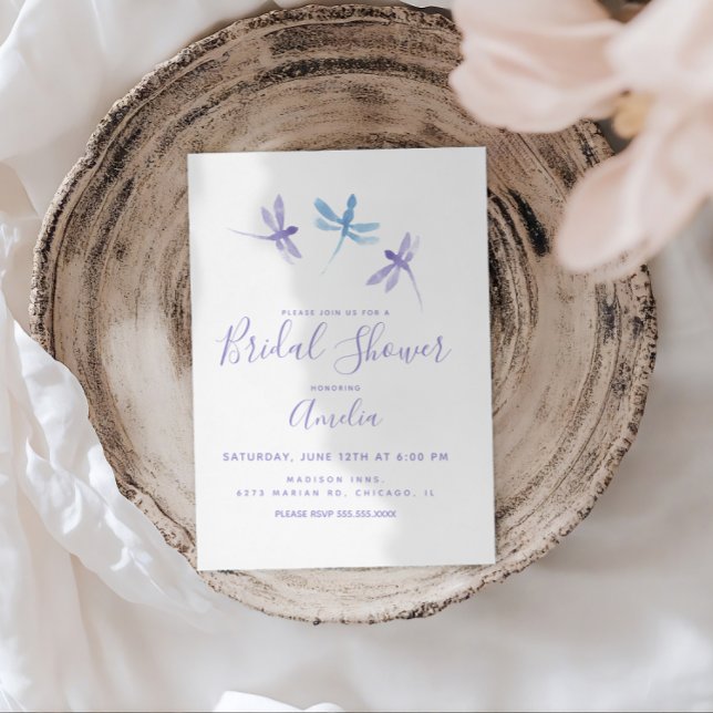 Carte Postale Fête de mariage aux libellules peintes à la main b (Créateur téléchargé)