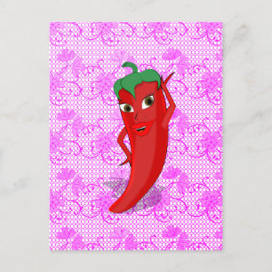 Carte Postale Fête de mariage avec diva du piment rouge chaud