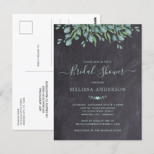 Carte Postale Fête de mariage champêtre avec eucalyptus et ardoi