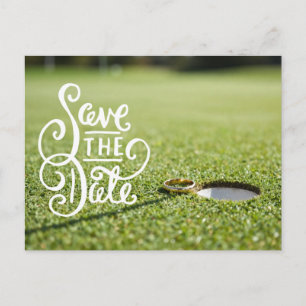 Carte Postale Fête de mariage de golf avec balle de golf et amou
