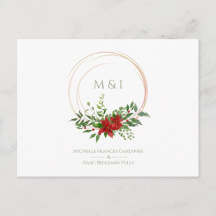 Carte Postale Fête de mariage de Noël personnalisée élégante ave