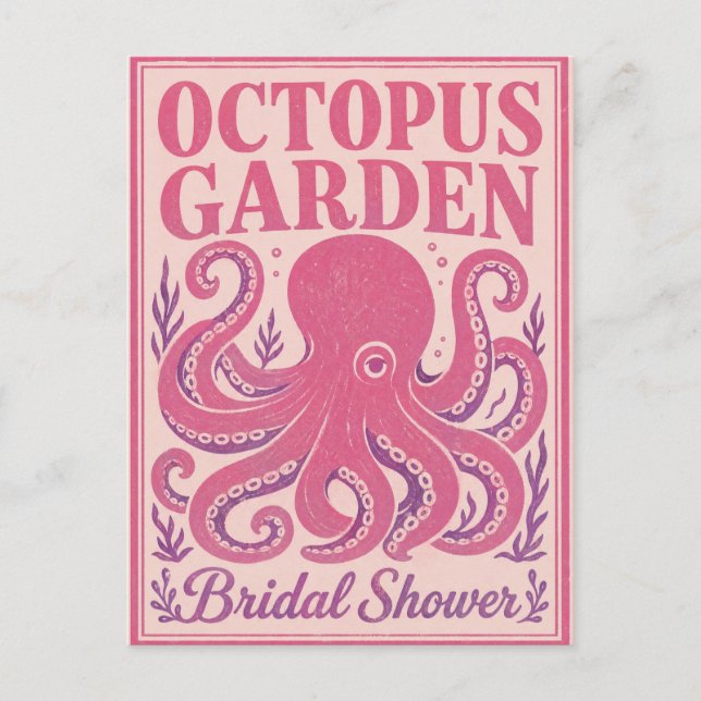 Carte Postale Fête de mariage drôle Octopus Party Côtière (Devant)