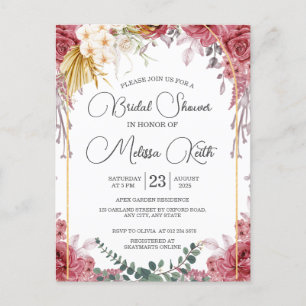 Carte Postale Fête de mariage Floral Bourgogne Or Eucalyptus