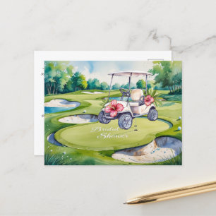 Carte Postale Fête de mariage Golf avec voiturette de golf pour 