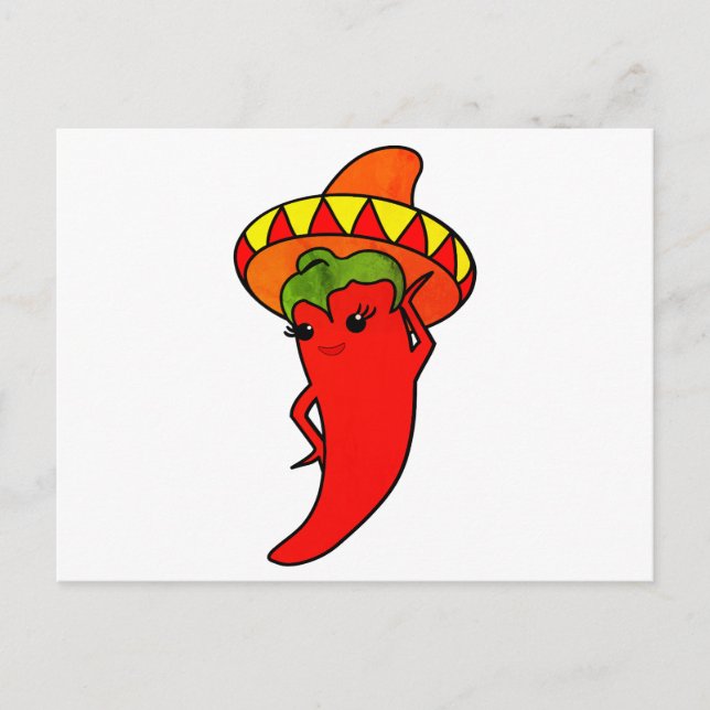Carte Postale Fête de mariage Kawaii Piment Rouge Diva (Devant)