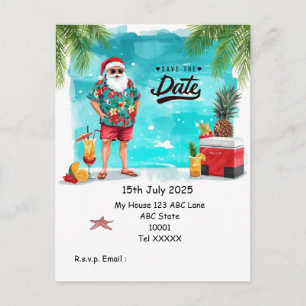 Carte Postale Fête de Noël au bord de la piscine – Le Père Noël