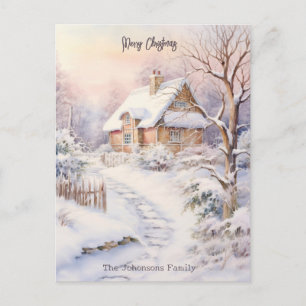 Carte Postale Fête de Noël au village enneigé