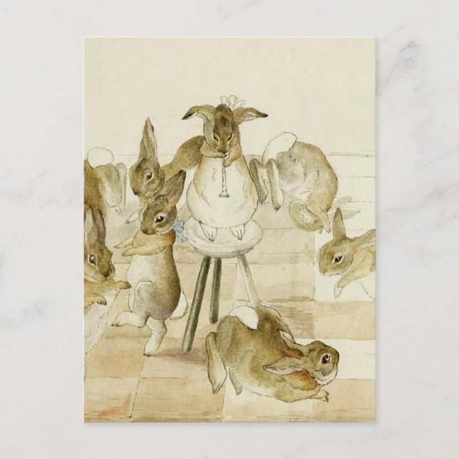 Carte Postale Fête de Noël des lapins par Beatrix Potter (Devant)