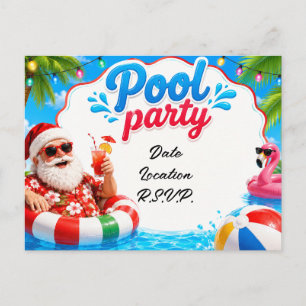 Carte Postale Fête de Noël en juillet au bord de la piscine avec