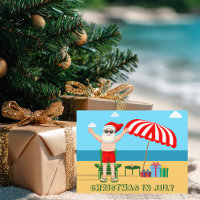 Fête de Noël en juillet sur la plage avec le Père