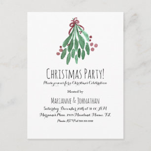 Carte Postale Fête de Noël Main Arbre et Nœud Aquarelle