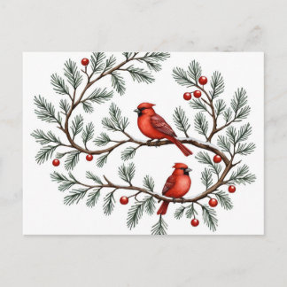 Carte Postale Fête de Noël personnalisée du Cardinal d'hiver, No
