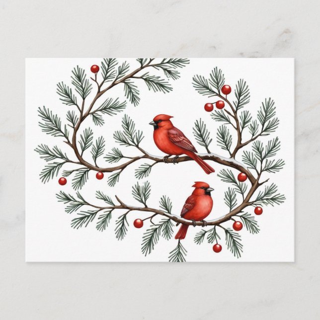 Carte Postale Fête de Noël personnalisée du Cardinal d'hiver, No (Devant)