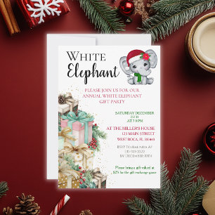 Carte Postale Fête de Noël pour enfants éléphant blanc moderne