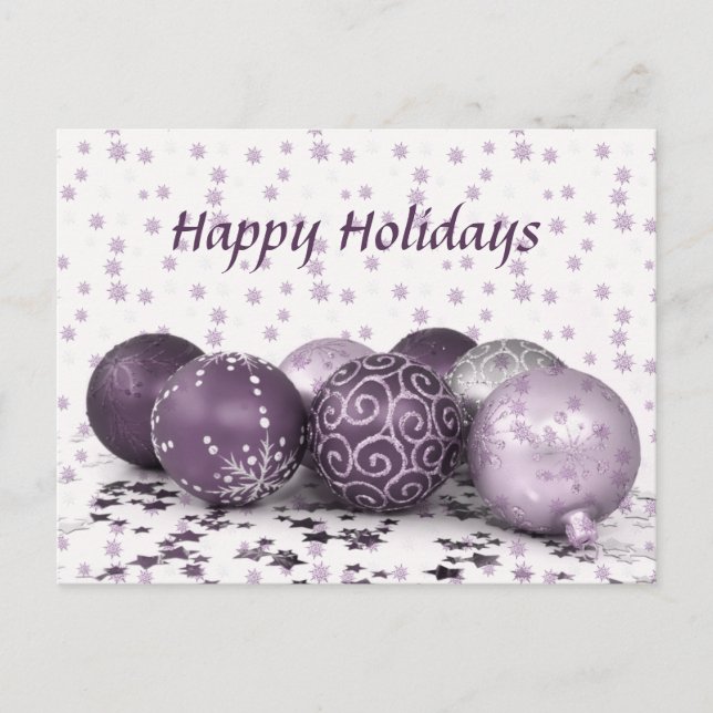 Carte Postale Fête de Noël Rose violet ornements Flocon de neige (Devant)