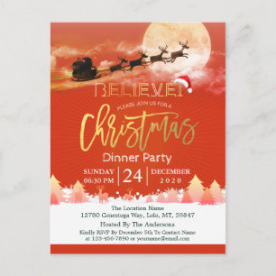 Carte Postale Fête de Noël Santa Hat Reindeer Sleigh