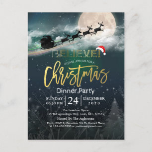 Carte Postale Fête de Noël Santa Hat Reindeer Sleigh